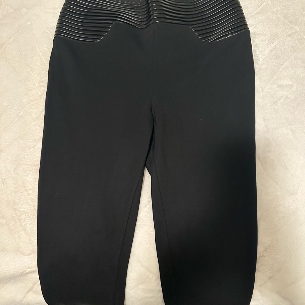 bebe Black High-Waist Leggings with Ribbed Waistband